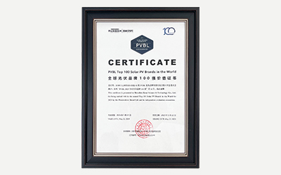 全球光伏品牌100强价值证书